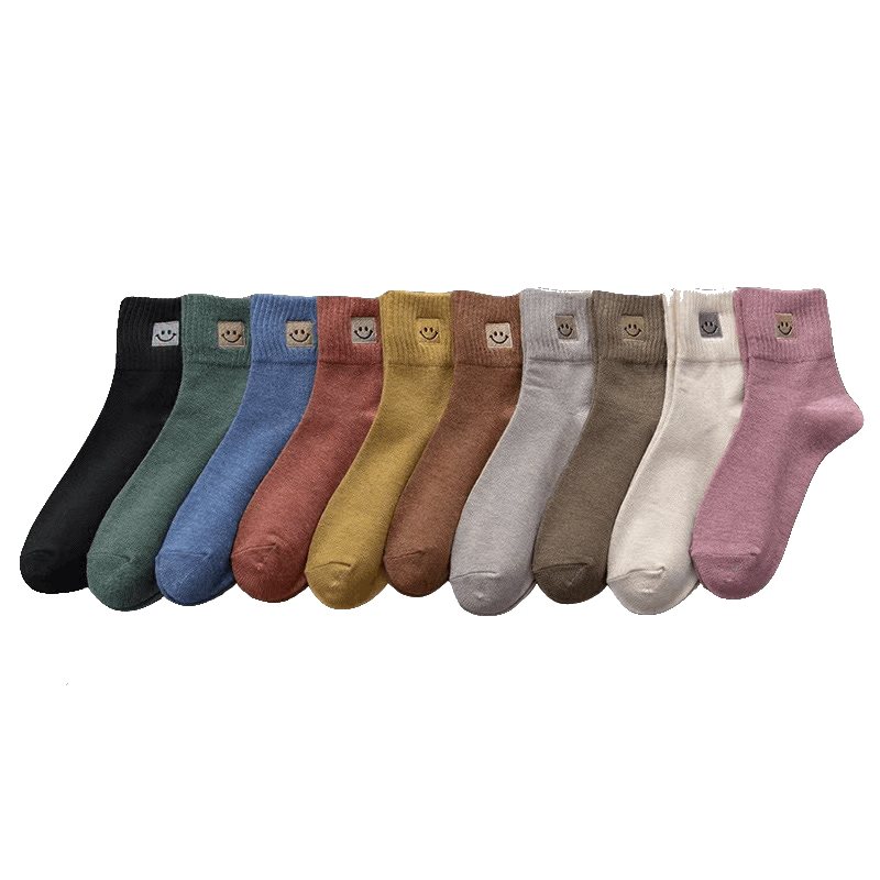 Cute Smile Face Socks - 6pack Various Colors