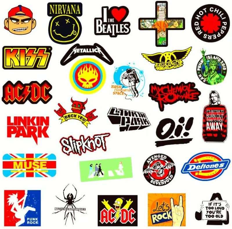 100pcs Rock Music Band Graffiti Stickers for Water Bottle & Laptop, Metal Band Decals, Gifts for Women & Men