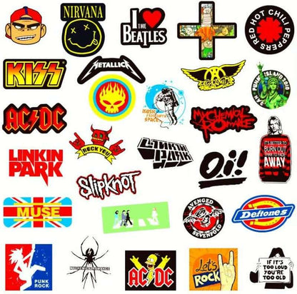 100pcs Rock Music Band Graffiti Stickers for Water Bottle & Laptop, Metal Band Decals, Gifts for Women & Men