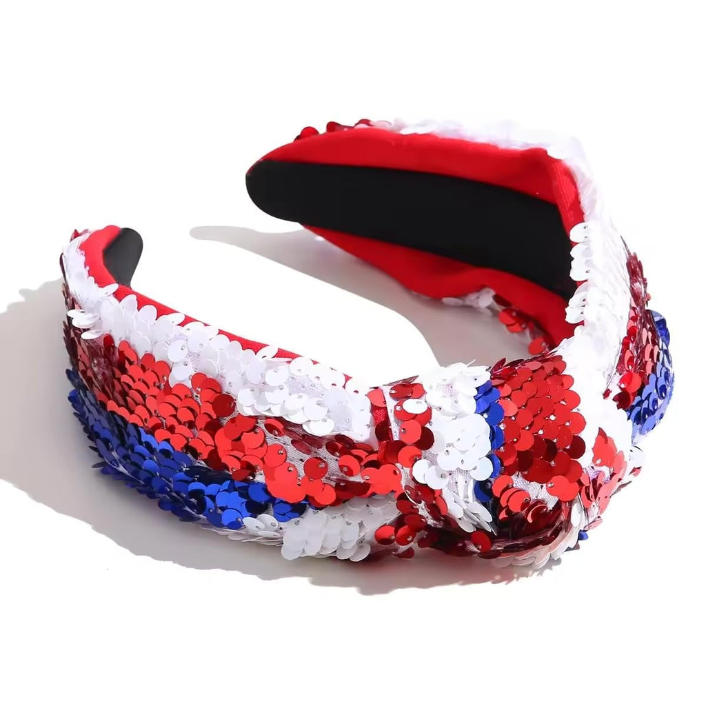 ALL-AMERICAN GLOW | Red, White, & Blue Sequin Headband