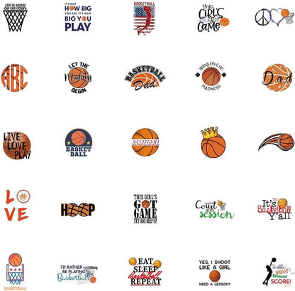 50pcs Waterproof Basketball Stickers - Vinyl Decals for Laptops, Water Bottles, Skateboards