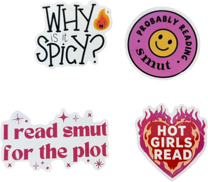 50PCS Smutty Book Stickers for Kindle Adult,Bookish Smut Reading Booktok Dark Romance Case Journal Water Bottle Sticker Spicy Lover Gift Funny Aesthetic Pink Laptop Phone Decal Decor (Bookish)