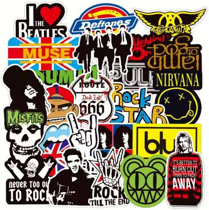100pcs Rock Music Band Graffiti Stickers for Water Bottle & Laptop, Metal Band Decals, Gifts for Women & Men