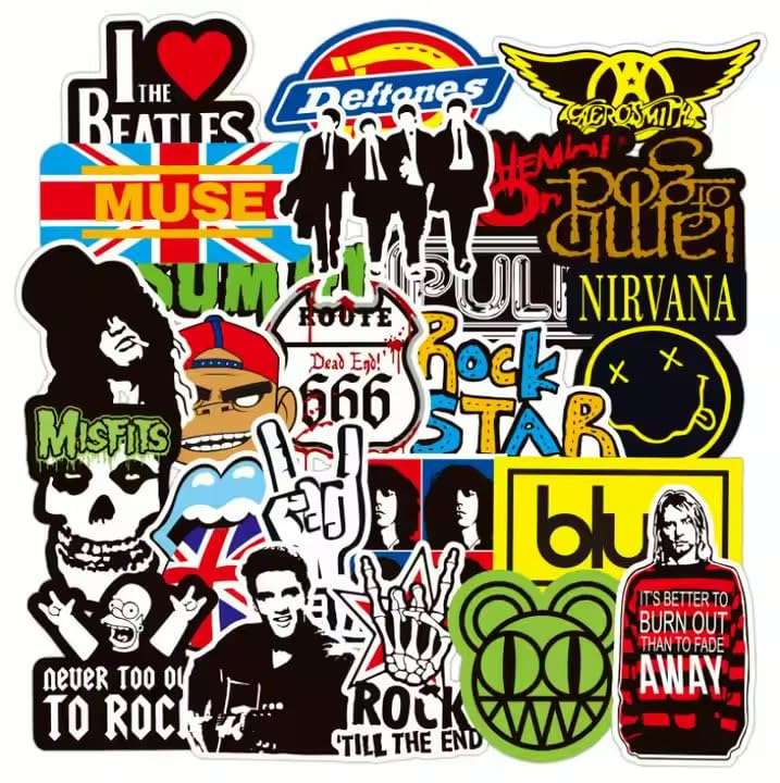 100pcs Rock Music Band Graffiti Stickers for Water Bottle & Laptop, Metal Band Decals, Gifts for Women & Men