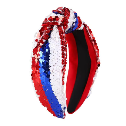 Patriotic Headband | Red, White, and Blue Sequin Headband | USA Hair Accessory
