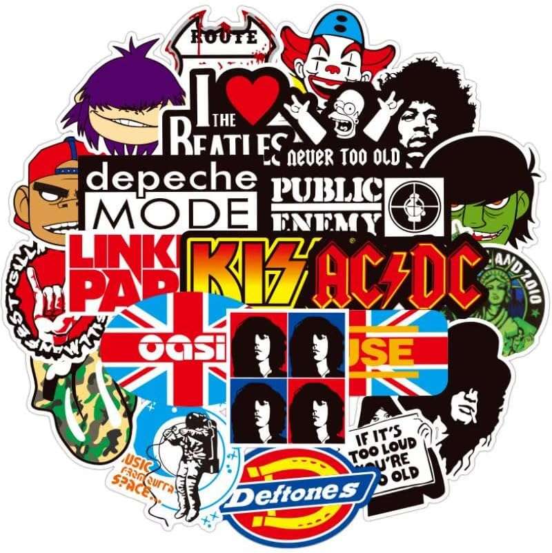 100pcs Rock Music Band Graffiti Stickers for Water Bottle & Laptop, Metal Band Decals, Gifts for Women & Men