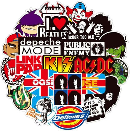 100pcs Rock Music Band Graffiti Stickers for Water Bottle & Laptop, Metal Band Decals, Gifts for Women & Men