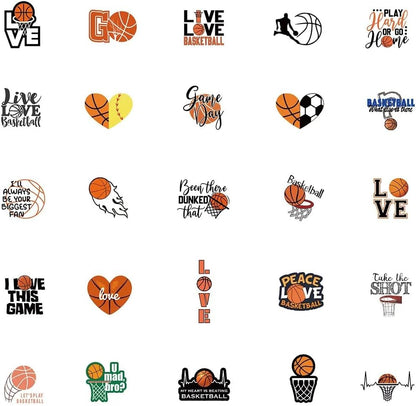 50pcs Waterproof Basketball Stickers - Vinyl Decals for Laptops, Water Bottles, Skateboards