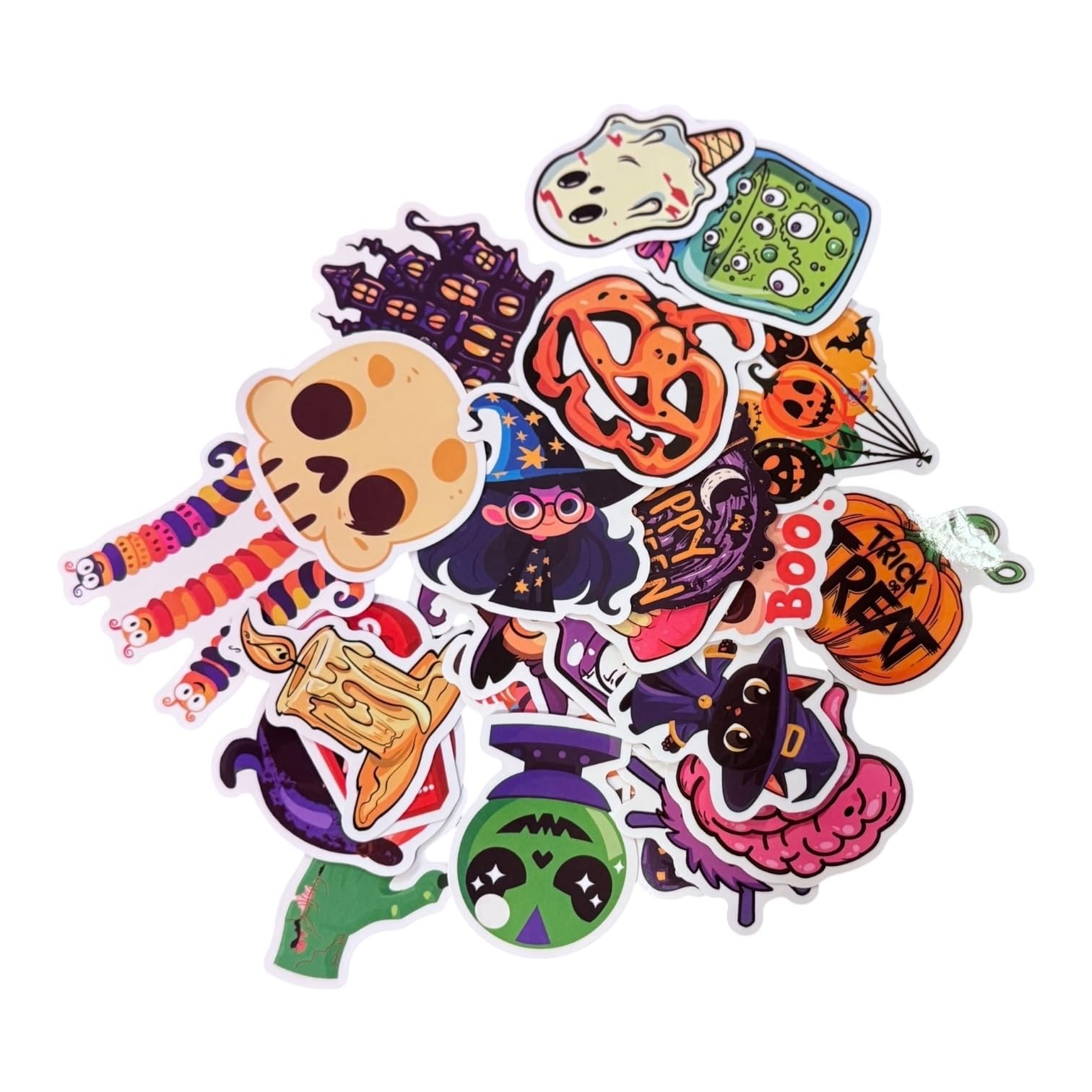 50PCS Halloween Stickers for Kids - Cute Vinyl Halloween Stickers Waterproof Spooky Stickers for Trick or Treat, Halloween Party Favors, Pumpkin Ghost Witch Decorations for Water Bottles Laptop