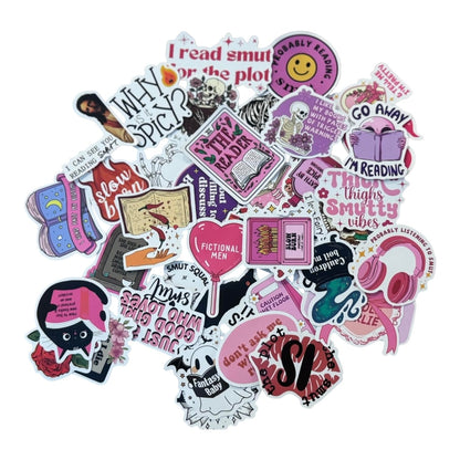 50PCS Smutty Book Stickers for Kindle Adult,Bookish Smut Reading Booktok Dark Romance Case Journal Water Bottle Sticker Spicy Lover Gift Funny Aesthetic Pink Laptop Phone Decal Decor (Bookish)