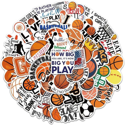 50pcs Waterproof Basketball Stickers - Vinyl Decals for Laptops, Water Bottles, Skateboards