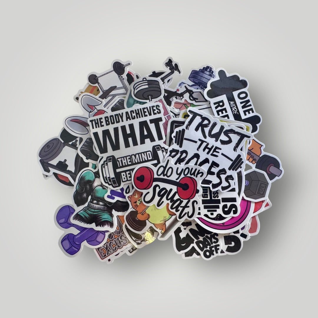 Gym Stickers 50Pcs Insipirational Fitness Planner,Workout Decals for Laptops Hydro Flasks Water Bottles Luggage (Work Out)