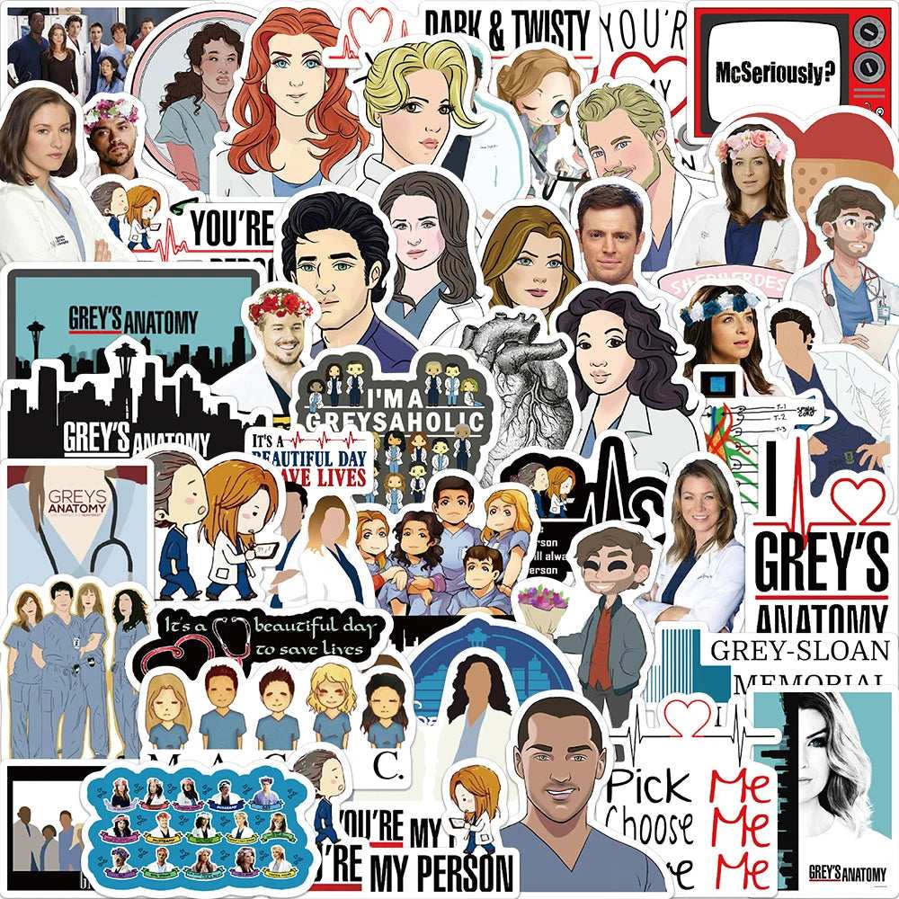 Greys Anatomy Stickers | 50pcs Waterproof Vinyl Stickers