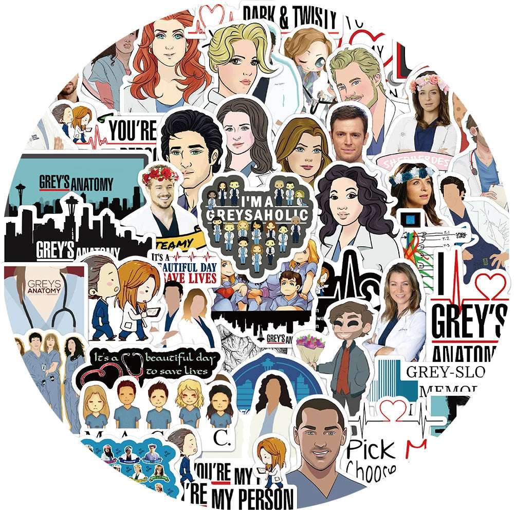 Greys Anatomy Stickers | 50pcs Waterproof Vinyl Stickers