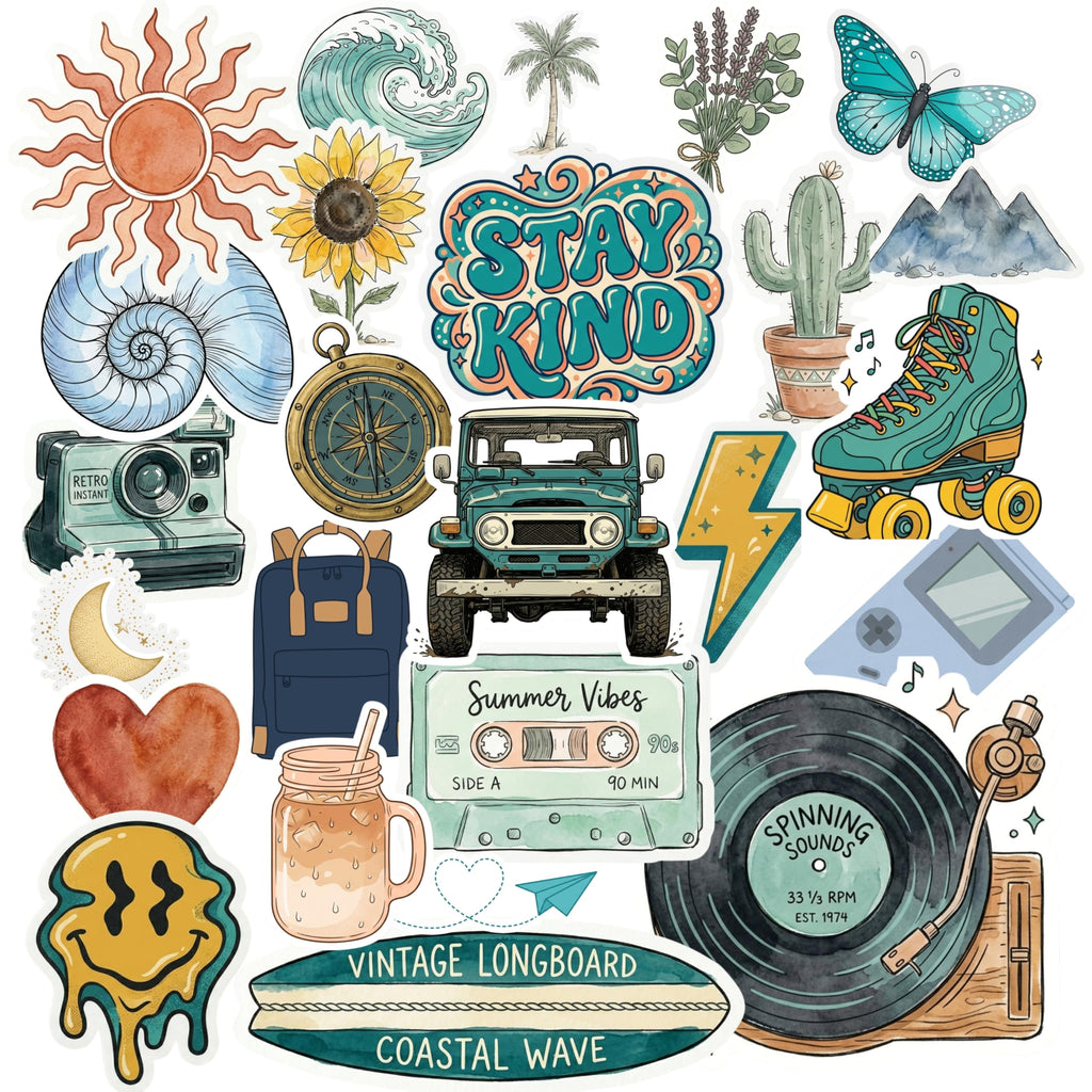TEAL & TERRACOTTA | 25pc Aesthetic Kindle Vinyl Stickers