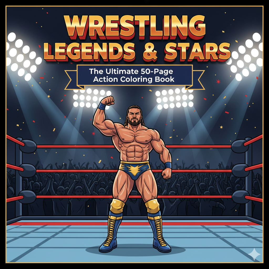 Pro Wrestling Legends: Digital Coloring Book (50 Pages)